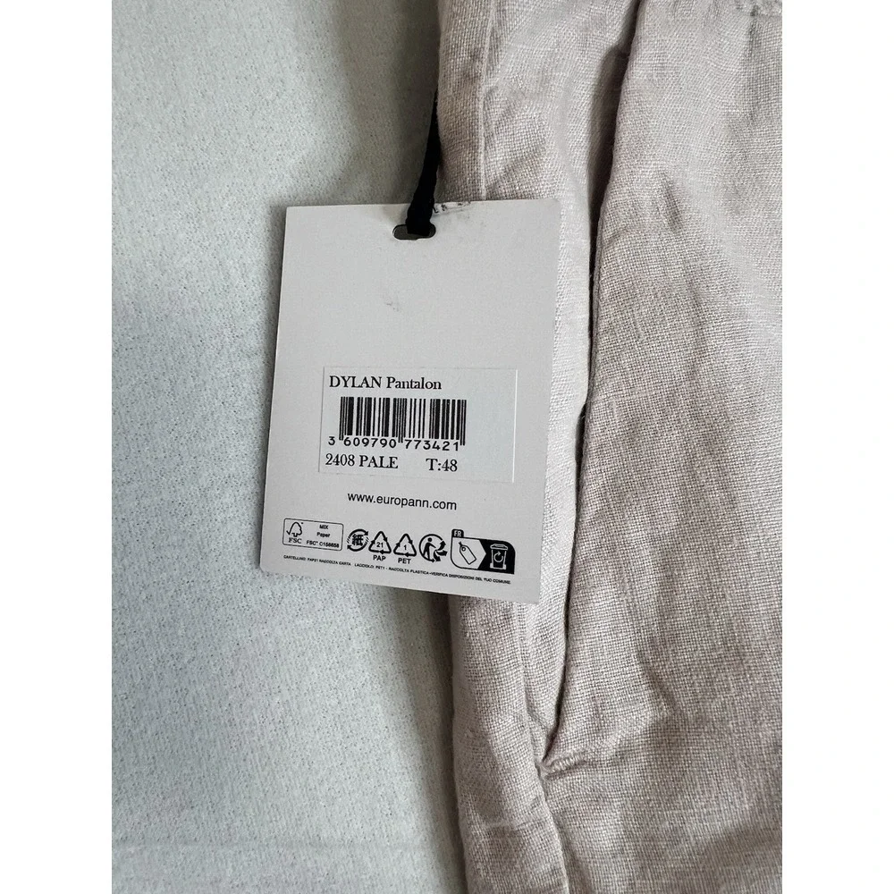 Europann Men's Dylan 100% Linen‎ Pant Trouser Pale Size US 40